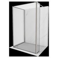 Mexen Kioto, 3-stenová sprchová zástena Walk-In Walk-in 120 x 110 x 40 cm, 8mm číre sklo čierny 