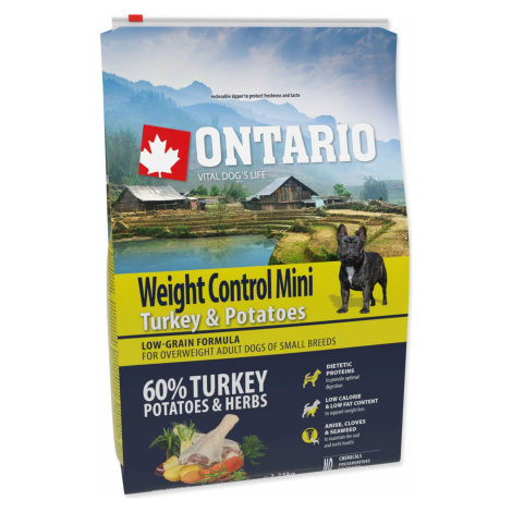 Krmivo Ontario Mini Weight Control Turkey & Potatoes 2,25kg