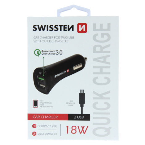 Adaptér Swissten Cl 3.0 A USB 2,4A 18W + micro USB kábel čierny