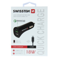 Adaptér Swissten Cl 3.0 A USB 2,4A 18W + micro USB kábel čierny