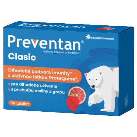 PREVENTAN Clasic s príchuťou maliny a grepu 30 tabliet