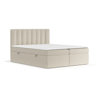 Béžová boxspring posteľ s úložným priestorom 140x200 cm Novento – Maison de Rêve