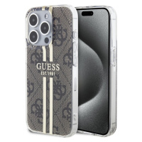 Guess IML 4G Gold Stripe Zadný Kryt pre iPhone 15 Pro Brown