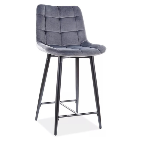 Zamatová barová stolička CHIC 90 cm sivá Signal