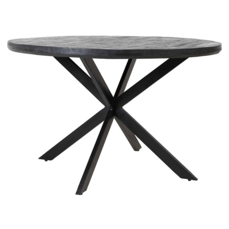 Čierny okrúhly jedálenský stôl s doskou z akácie ø 140 cm Yellov – Light & Living