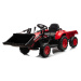mamido Detský elektrický traktor s radlicou a prívesom červený