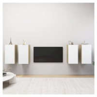 vidaXL TV skrinky 4 ks biele a dub sonoma 30,5x30x60 cm drevotrieska