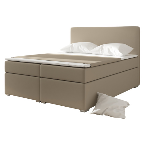 NABBI Diana 140 čalúnená manželská posteľ s úložným priestorom béžová
