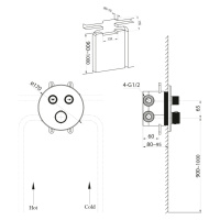 SAPHO - SMART SELECT podomietková termostatická sprchová batéria, box, 2 výstupy, chróm RP032