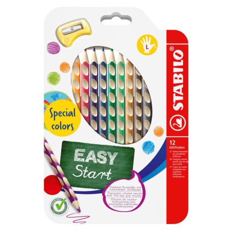 Ergonomické pastelky pre ľavákov - STABILO EASYcolors súprava 12 ks s strúhadlom