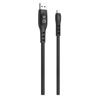 Nabíjací a dátový kábel USB, microUSB, 120 cm, 2400 mA, s LED displejom, vzor šnúrky, Hoco S6 Se