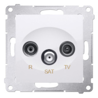 Anténná zásuvka R-TV-SAT priechodná, tlm.: 10dB, biela