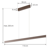 Lucande Smart LED závesné svetlo Mylosh, káva, CCT, Tuya