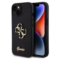 Guess PU Fixed Glitter 4G Metal Logo Zadný Kryt pre iPhone 15 Black