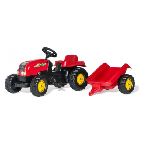 Šlapací traktor s vlečkou Rolly Toys 012121 červený