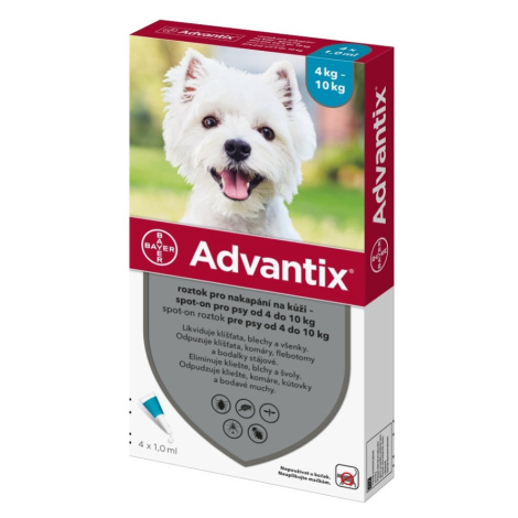 ADVANTIX Spot-on pre psov 4-10 kg 1 ml 4 pipety