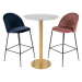 Norddan Dizajnový okrúhly barový stôl Kane 70 cm imitácia mramoru / mosadz