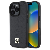 DKNY Leather Repeat Pattern Kryt s MagSafe Kryt pre iPhone 16 Pro, Čierny