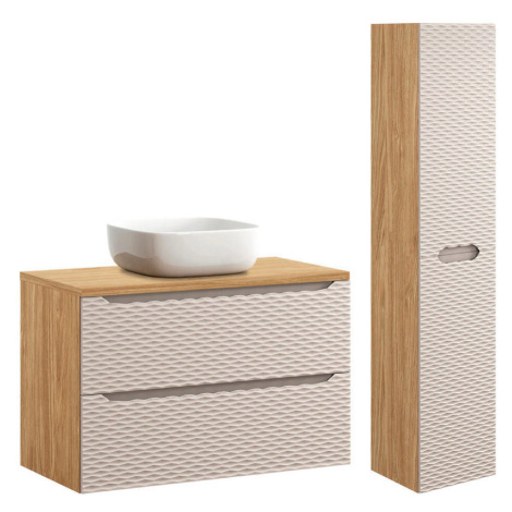 Petits-meubles KÚPEĽŇOVÝ NÁBYTOK 90cm Elora 2-dielna súprava Béžová a drevo