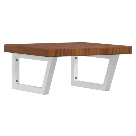 vidaXL Polica pod umĂ˝vadlo, nĂˇstennĂˇ, oceÄľ a dubovĂ˝ masĂ­v