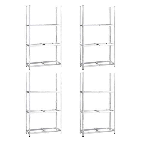vidaXL 3-posch. stojany na pneumatiky 4ks strieborné 110x40x200cm oceľ