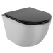 MEXEN - Lena Závesná WC misa vrátane sedátka s slow-slim, duroplast, čierna mat / strieborný vzo