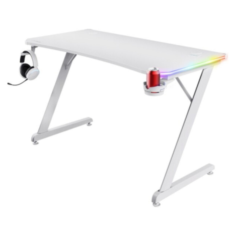 Trust GXT709W Luminius RGB herný stôl, biela