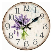 Nástenné hodiny Lavender, pr. 34 cm, drevo