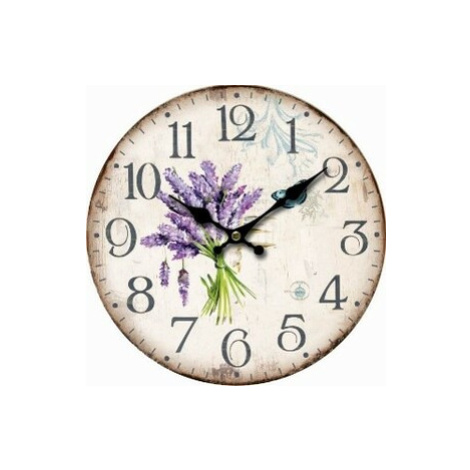 Nástenné hodiny Lavender, pr. 34 cm, drevo