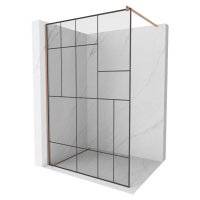 MEXEN/S - Kioto Sprchová zástena WALK-IN 100 x 200, čierny vzor 8 mm, meď kartáčovaná 800-100-10