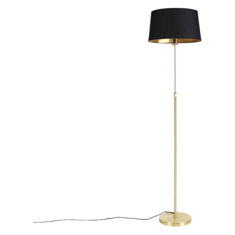 Stojacia lampa zlatá / mosadz s čiernym tienidlom nastaviteľná 45 cm - Parte QAZQA