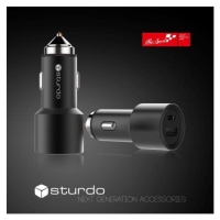 STURDO NAU-0018-STU-ALUMI AUTONABIJACKA USB TYPE C, 2,4A+USB 2.1A QC, CIERNA