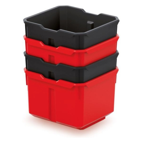 Sada úložných boxů 4 ks XEBLOCCK 15,7 x 14 x 21 cm černo-červená Prosperplast