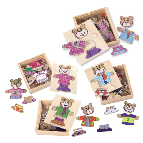 Drevené puzzle medveď Bear Puzzle Eichhorn 20 dielov s vymeniteľným oblečením od 24 mes