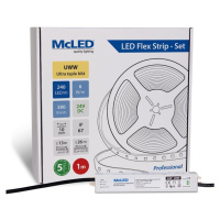 McLED  LED páska - sada 1 m, 240 LED/m, UWW, 6 W/m, DC 24V, 380 lm/m, CRI90, IP67, 10 mm, vodič 