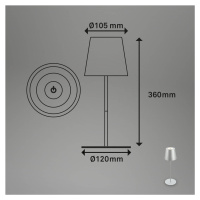 LED dobíjacia stolová lampa 7508014 matný chróm 2 700 K IP44 Touchdim