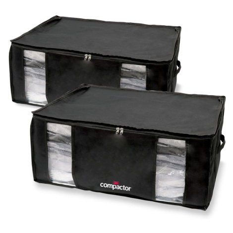 Súprava 2 čiernych úložných boxov s vákuovým obalom Compactor Black Edition XXL, 65 x 27 cm
