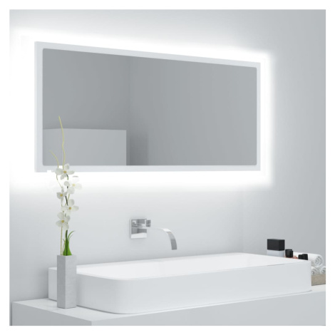 vidaXL Kúpeľňové LED zrkadlo biele 100x8,5x37 cm akryl