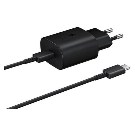 EP-TA800EBE + EP-DA705BBE Samsung 25W Cestovná nabíjačka + USB-C/USB-C Dátový Kábel Black (OOB B