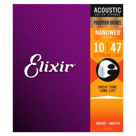 Elixir 16152 Akustická 12-strunová gitara NANOWEB Phosphor Bronze Light