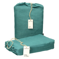 Dekoria Súprava posteľných ľanových obliečok Linen 160x200cm emerald green, 160 x 200 cm/ 2 posz