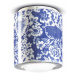PI stropné svietidlo, kvetinový vzor, Ø 12,5 cm modrá/biela