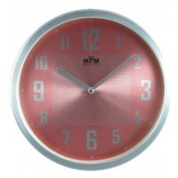 Nástenné hodiny MPM, 2825.7023 - strieborná/ružová, 25cm