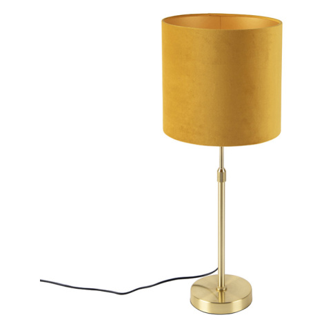 Stolová lampa zlatá / mosadz so zamatovým odtieňom žltá 25 cm - Parte QAZQA
