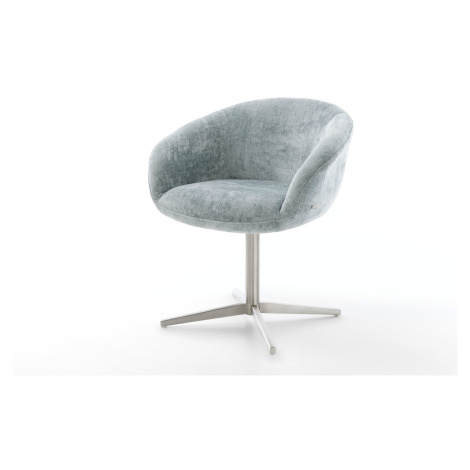 DELIFE Otočná jedálenská stolička Vinka-Flex s opierkami šenilka pastelovo modrá podstava nerezo