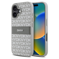 DKNY Leather Repeat Pattern Kryt pro iPhone 16, Sivý