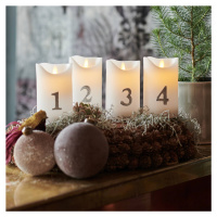 LED sviečka Sara Advent 4ks výška 12,5cm biela/strieborná