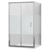 MEXEN/S - Apia sprchovací kút posuvný 90x100, sklo transparent / pruhy, chróm + vanička 840-090-