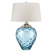 Stolná lampa Samara, Ø 51 cm, modrá, látka, sklo, 2 svetlá