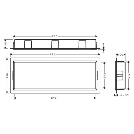 Hansgrohe XtraStoris Original, výklenok do steny s rámom, 300x900x100 mm, betónovo sivá, HAN-560